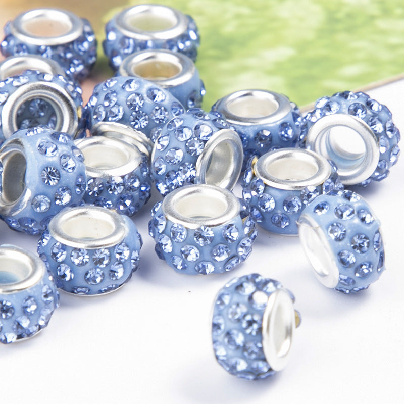 Venta al por mayor 10-200PCS/Pack 14mm Rhinestone Clay Perlas de agujero grande 10/50/100/200PCS/Pack